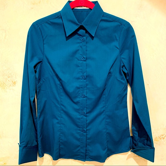 Doublju Tops - NWOT Doublju Teal Button-Down Blouse